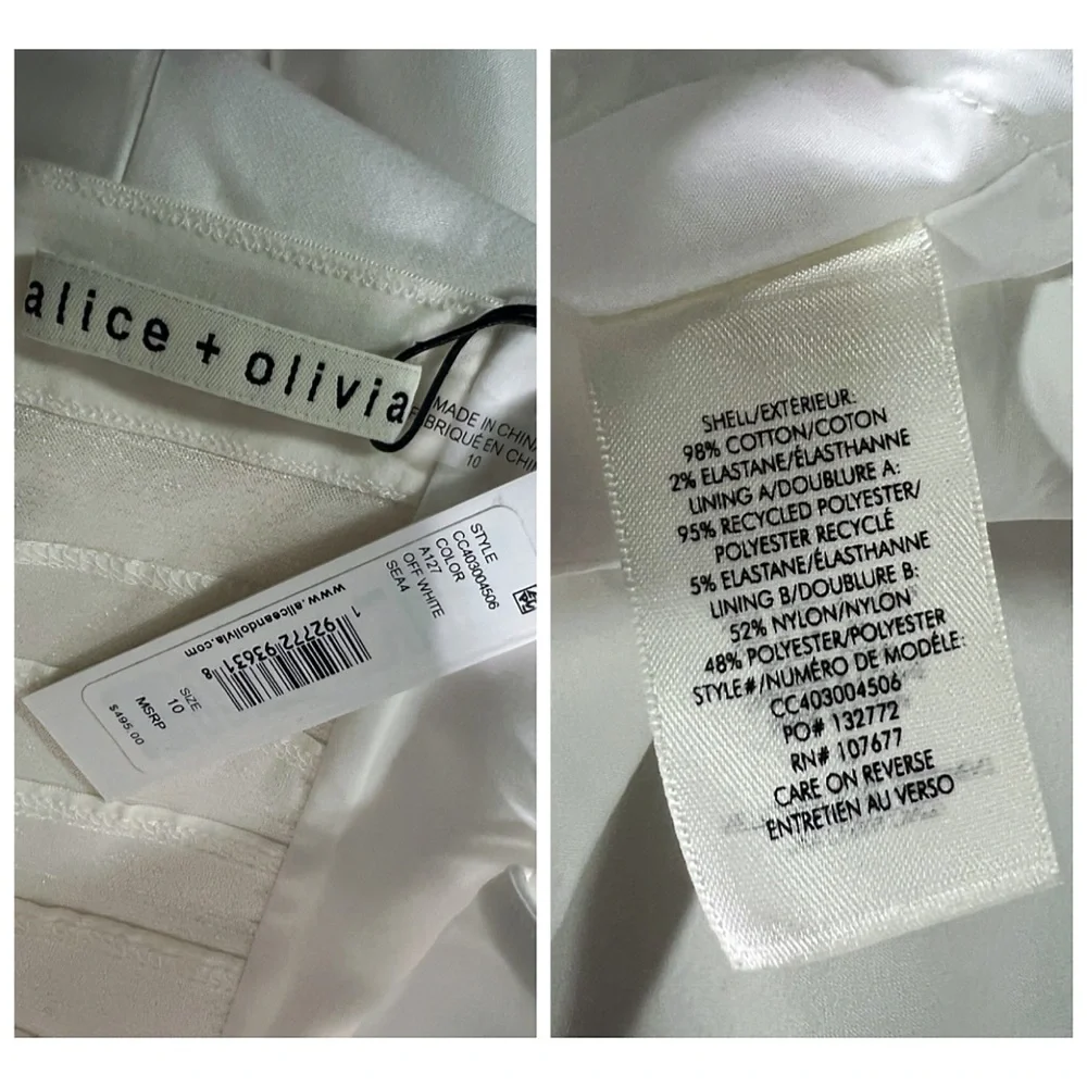 Alice + Olivia Diana Off White Sleeveless Structured Midi Dress